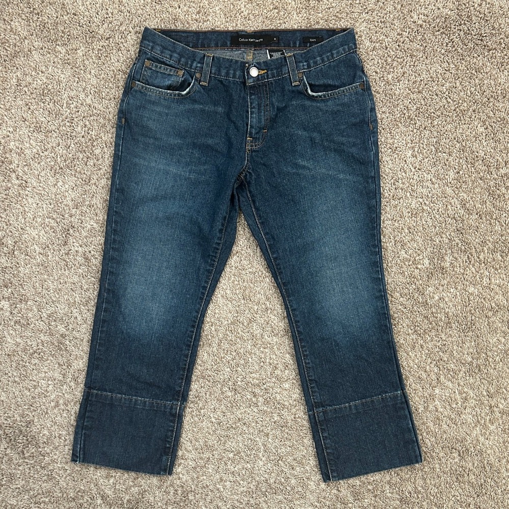 Calvin Klein Jeans I Lean Fit Women Dark Wash Cropped Denim Jeans‎ I Size 6